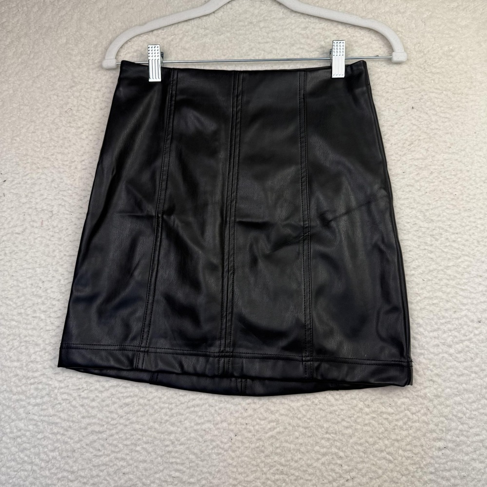 And Now This Faux‎ Leather Skirt Womens Small High Waisted Mini Pencil Zipper